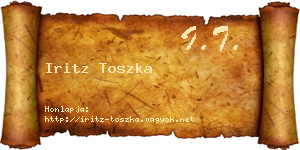 Iritz Toszka névjegykártya